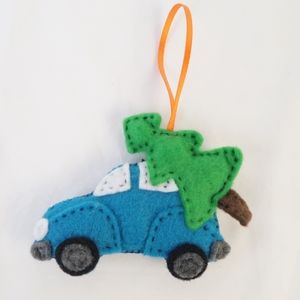 Volkswagen beetle felt Christmas tree ornament